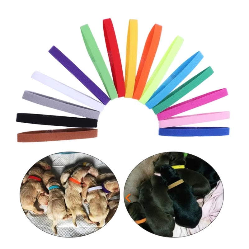 Puppy Whelping Collars 15 Colors Small Pet Collars Soft Adjustable Bands, Reusable 15 PACK