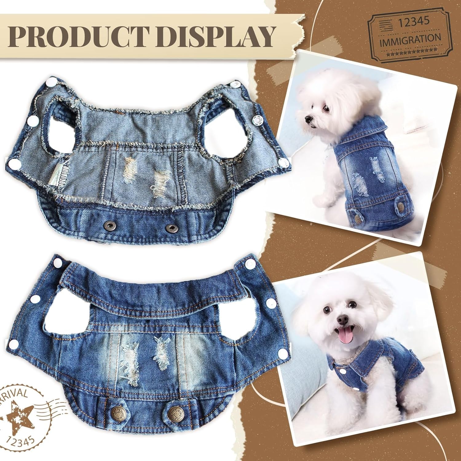 Pet Vests Dog Denim Jacket Hoodies Puppy Jacket for Small Medium Dogs