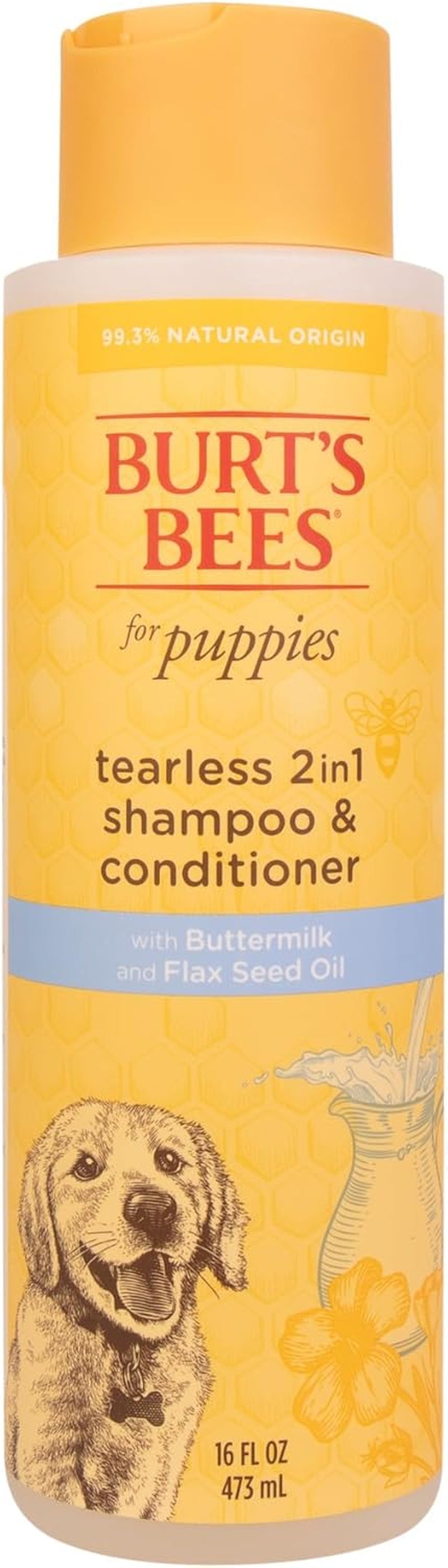 Tearless Puppy Shampoo - Naturally Derived Puppy Wash with Buttermilk & Linseed Oil - Safe Natural Dog Shampoo and Conditioner - Gentle Dog Shampoo for All Dogs - 16 Oz