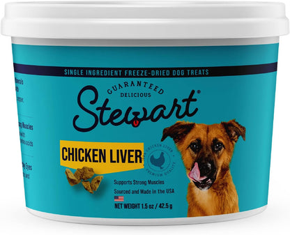 Single Ingredient Freeze Dried Raw Dog Treats, Chicken Liver, 1.5 Ounce Resealable Tub, Training Treats or Meal Topper Dogs, High Protein, Grain Free, Gluten Free